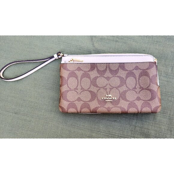 COACH Double Zip Wallet In Signature Canvas Pebbled Leather NWT! - Picture 3 of 8